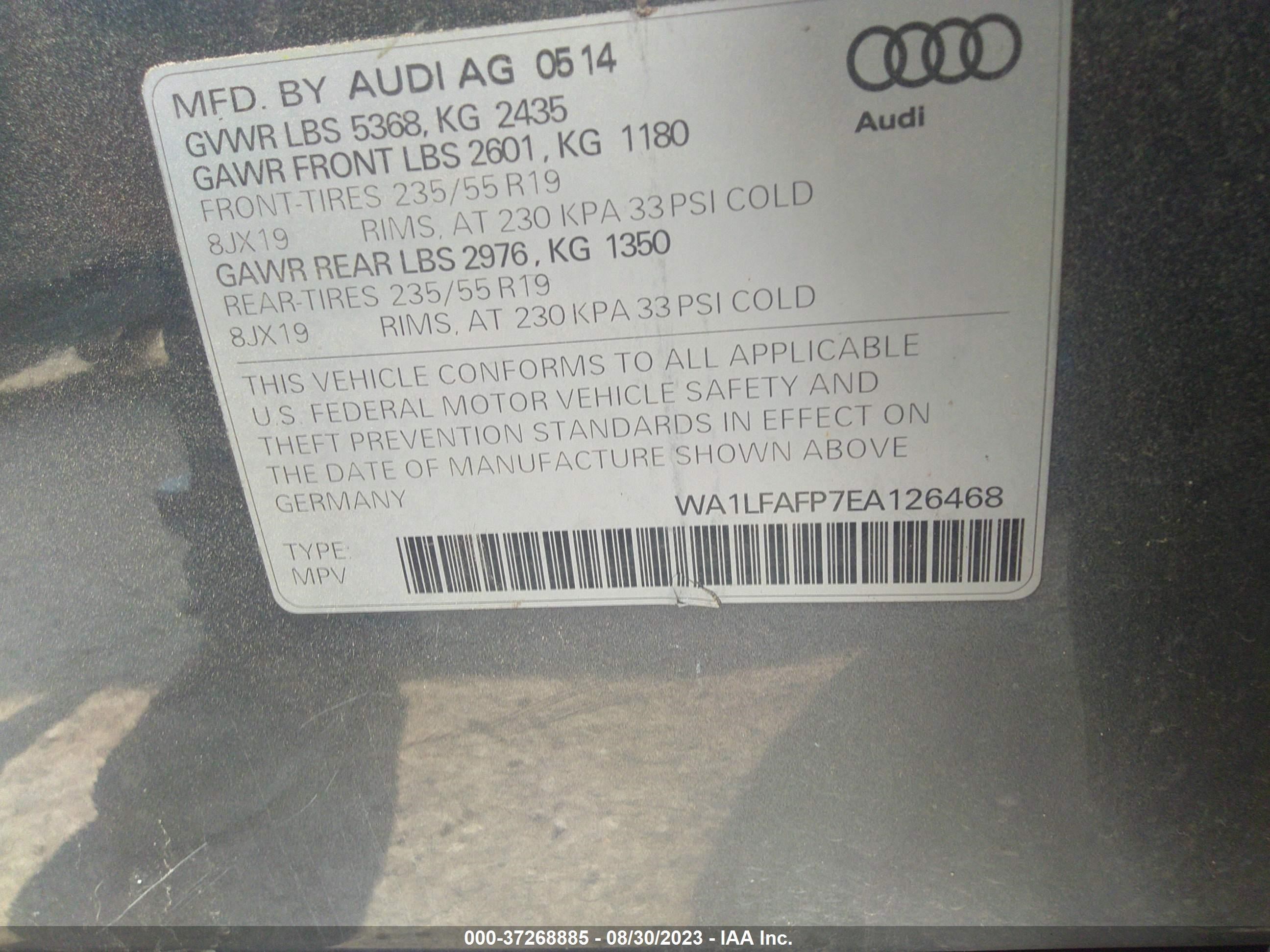 Photo 8 VIN: WA1LFAFP7EA126468 - AUDI Q5 