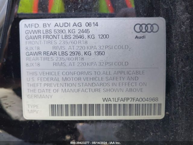 Photo 8 VIN: WA1LFAFP7FA004968 - AUDI Q5 