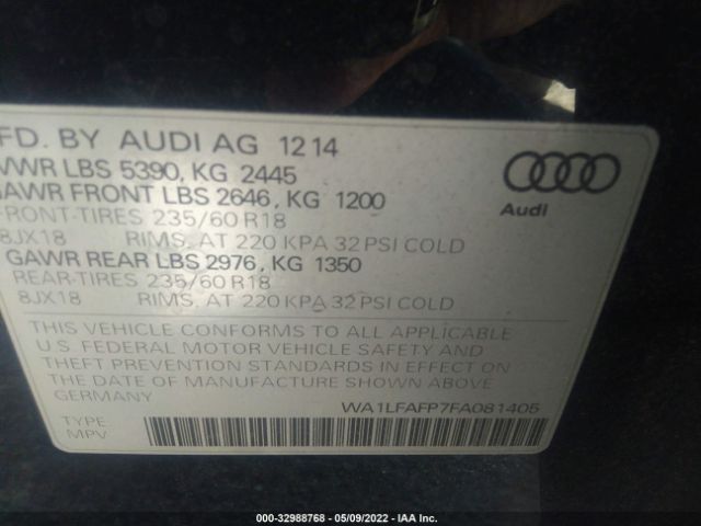 Photo 8 VIN: WA1LFAFP7FA081405 - AUDI Q5 