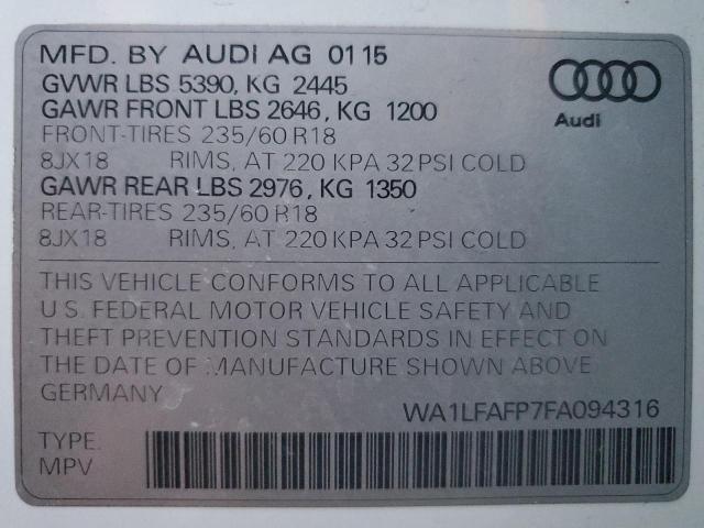 Photo 13 VIN: WA1LFAFP7FA094316 - AUDI Q5 PREMIUM 