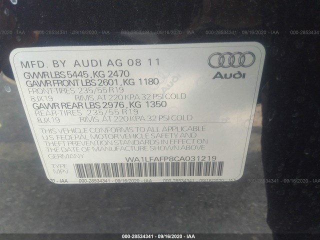 Photo 8 VIN: WA1LFAFP8CA031219 - AUDI Q5 