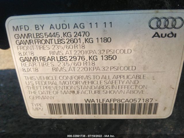 Photo 8 VIN: WA1LFAFP8CA057187 - AUDI Q5 