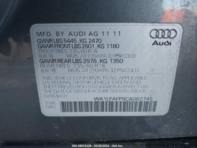 Photo 8 VIN: WA1LFAFP8CA062745 - AUDI Q5 