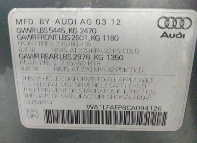 Photo 8 VIN: WA1LFAFP8CA094126 - AUDI Q5 