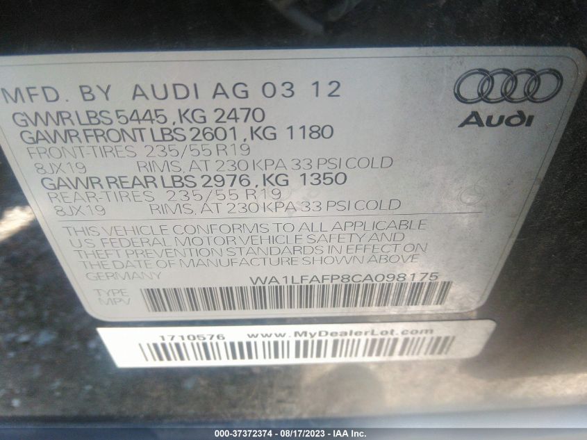 Photo 8 VIN: WA1LFAFP8CA098175 - AUDI Q5 