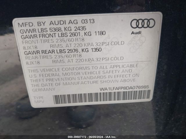 Photo 8 VIN: WA1LFAFP8DA076985 - AUDI Q5 