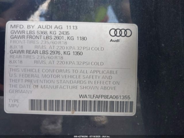 Photo 8 VIN: WA1LFAFP8EA061355 - AUDI Q5 