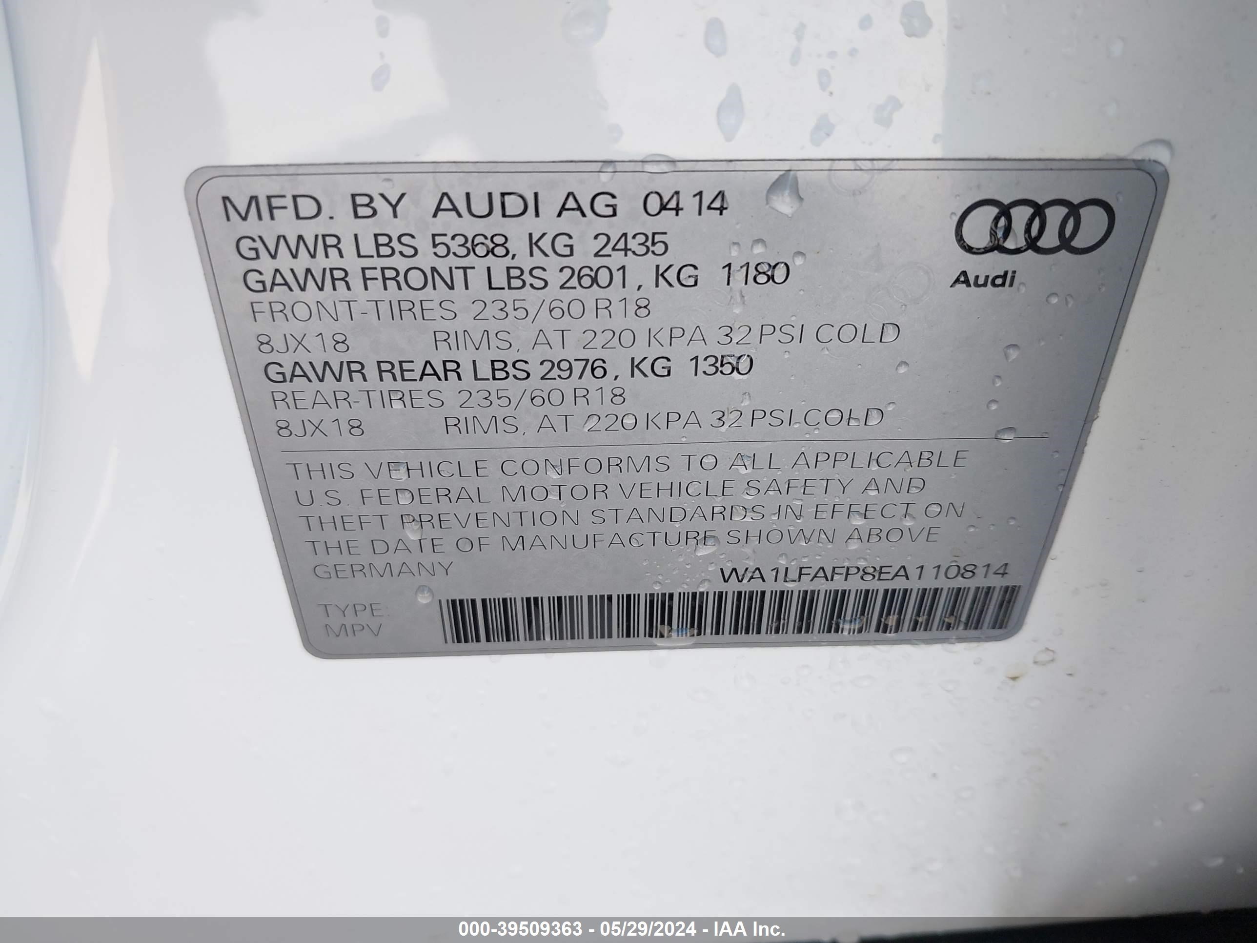 Photo 8 VIN: WA1LFAFP8EA110814 - AUDI Q5 