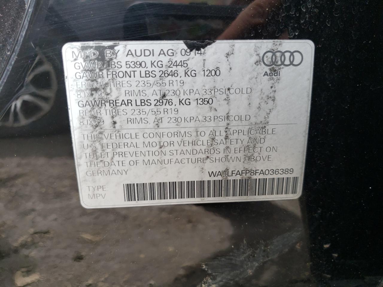 Photo 12 VIN: WA1LFAFP8FA036389 - AUDI Q5 