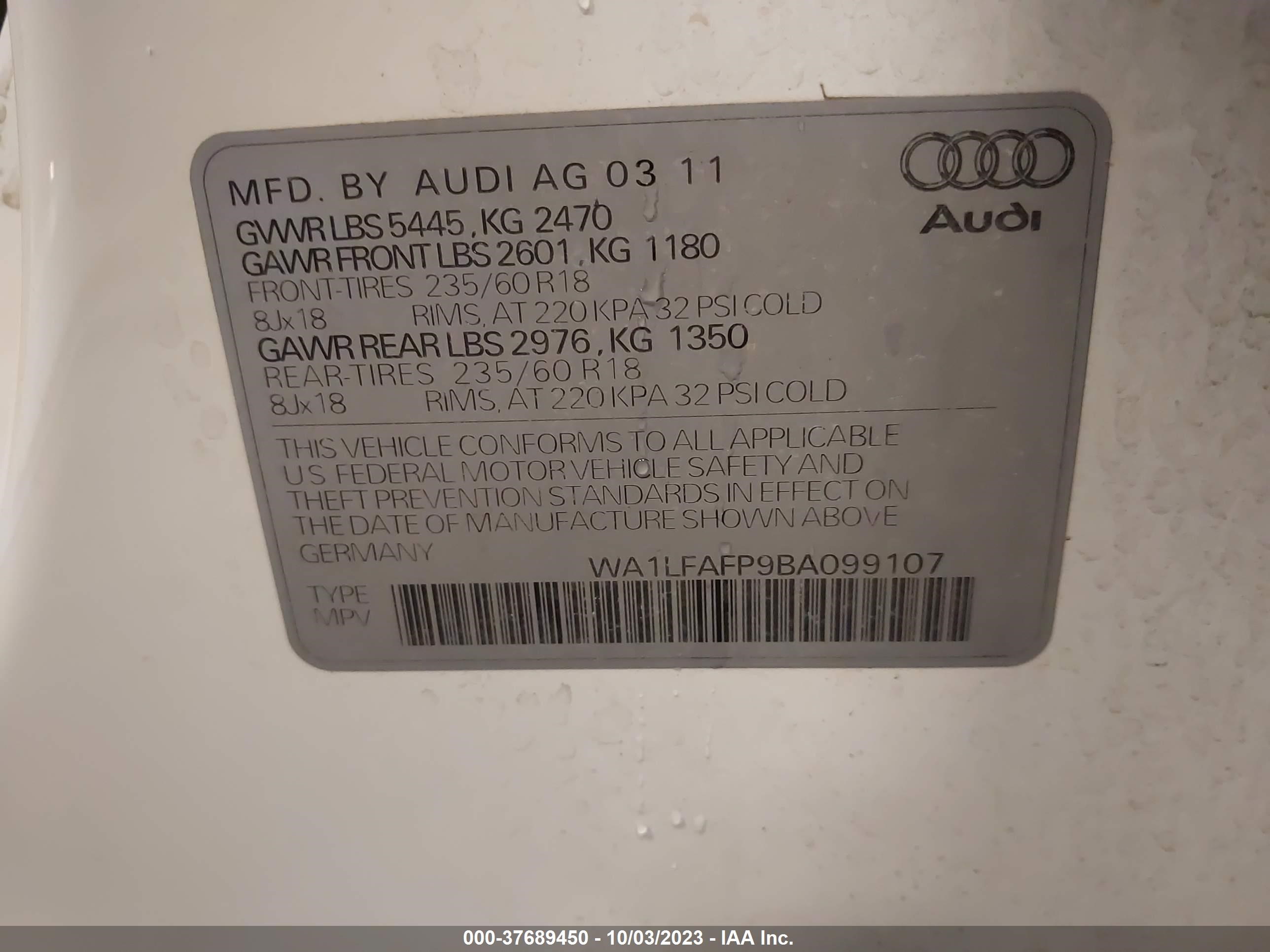 Photo 8 VIN: WA1LFAFP9BA099107 - AUDI Q5 