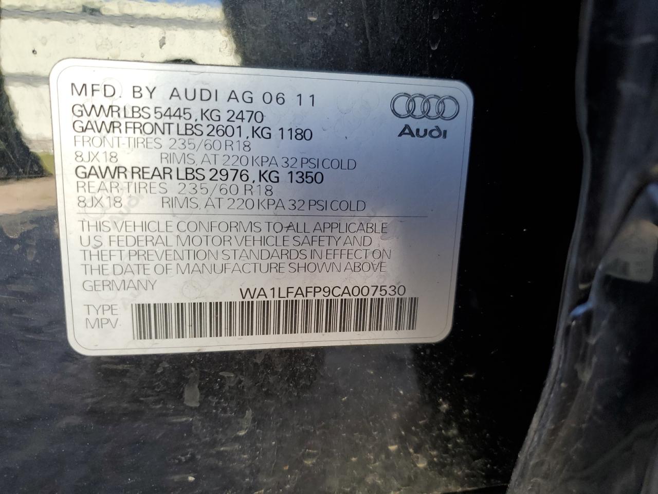 Photo 12 VIN: WA1LFAFP9CA007530 - AUDI Q5 