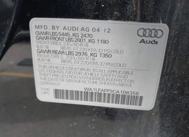 Photo 8 VIN: WA1LFAFP9CA108356 - AUDI Q5 