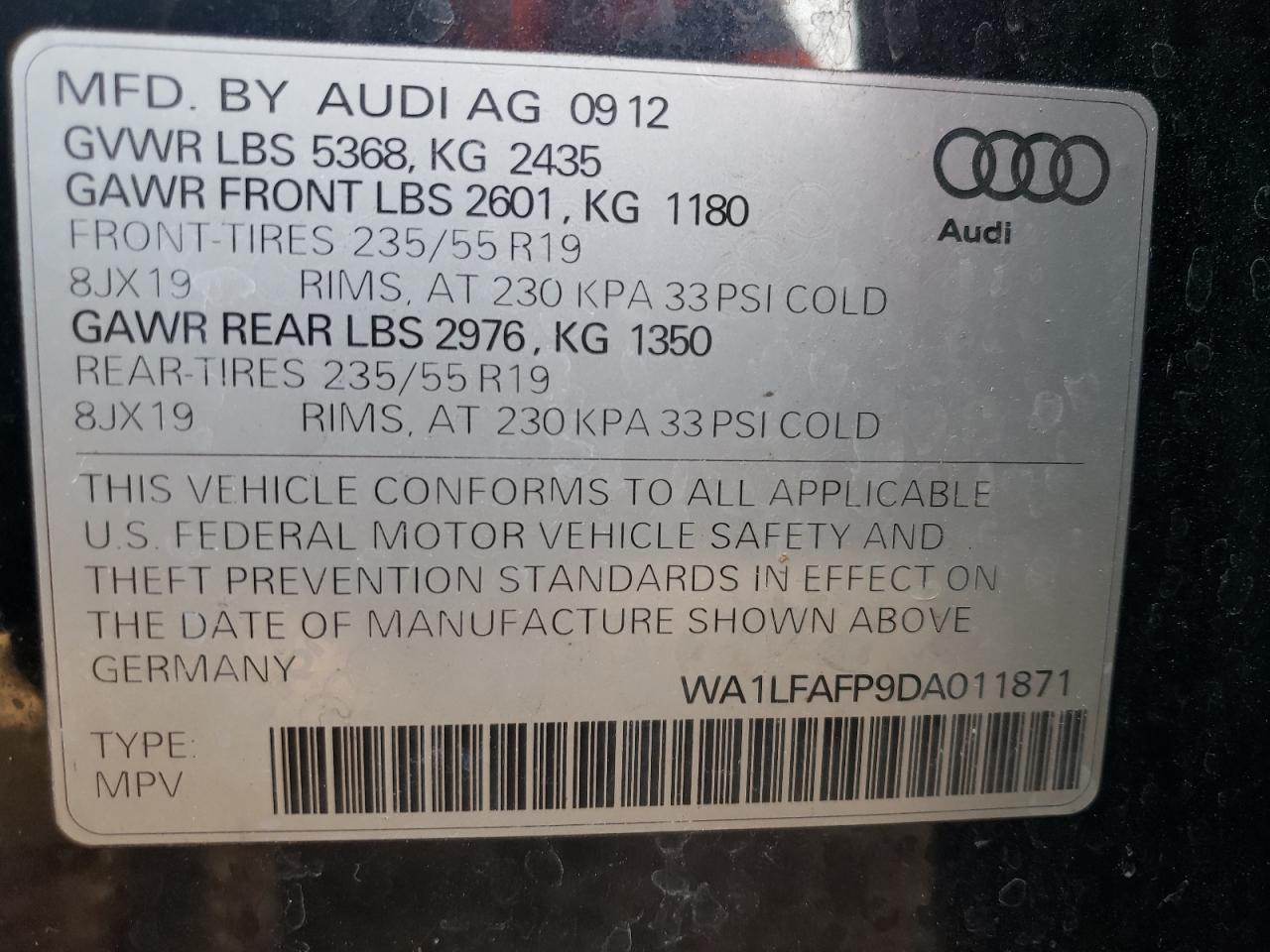 Photo 12 VIN: WA1LFAFP9DA011871 - AUDI Q5 