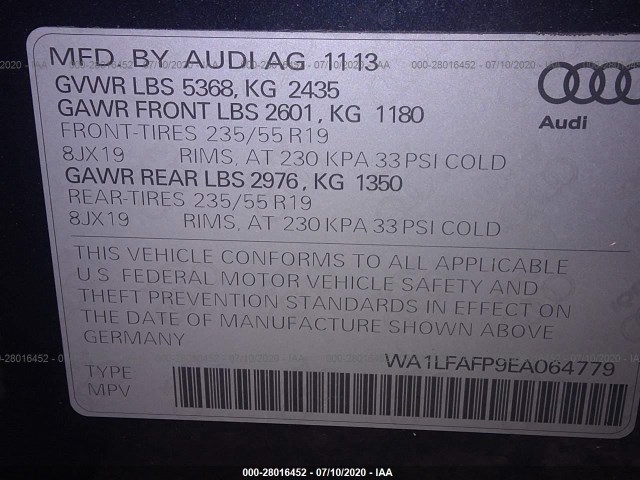 Photo 8 VIN: WA1LFAFP9EA064779 - AUDI Q5 