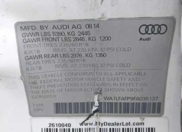 Photo 8 VIN: WA1LFAFP9FA035137 - AUDI Q5 