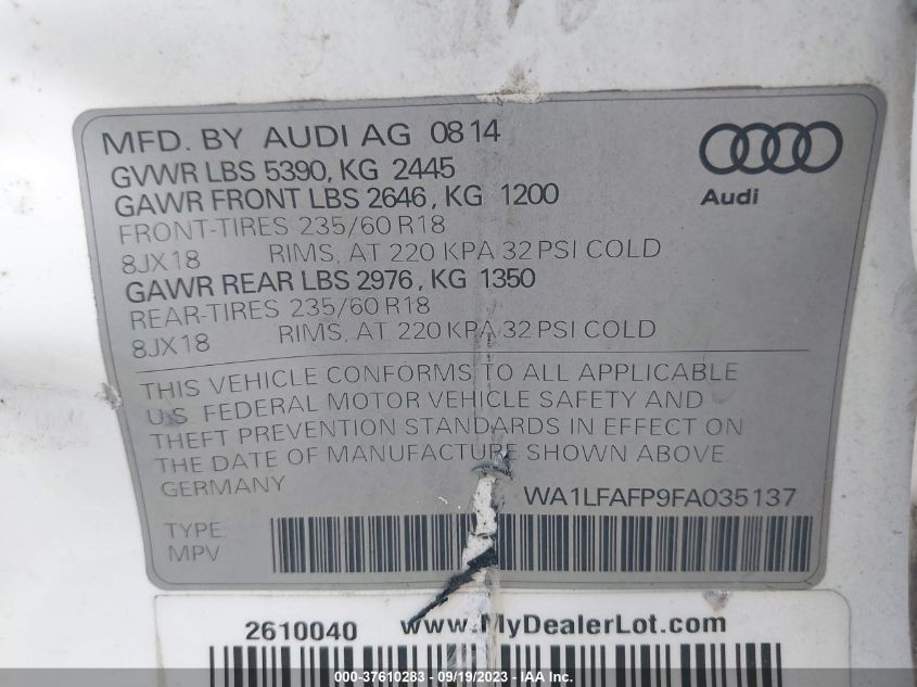 Photo 8 VIN: WA1LFAFP9FA035137 - AUDI Q5 