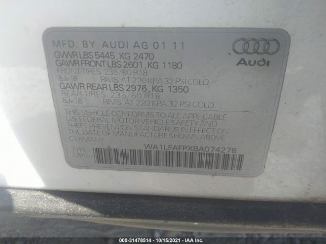 Photo 8 VIN: WA1LFAFPXBA074278 - AUDI Q5 