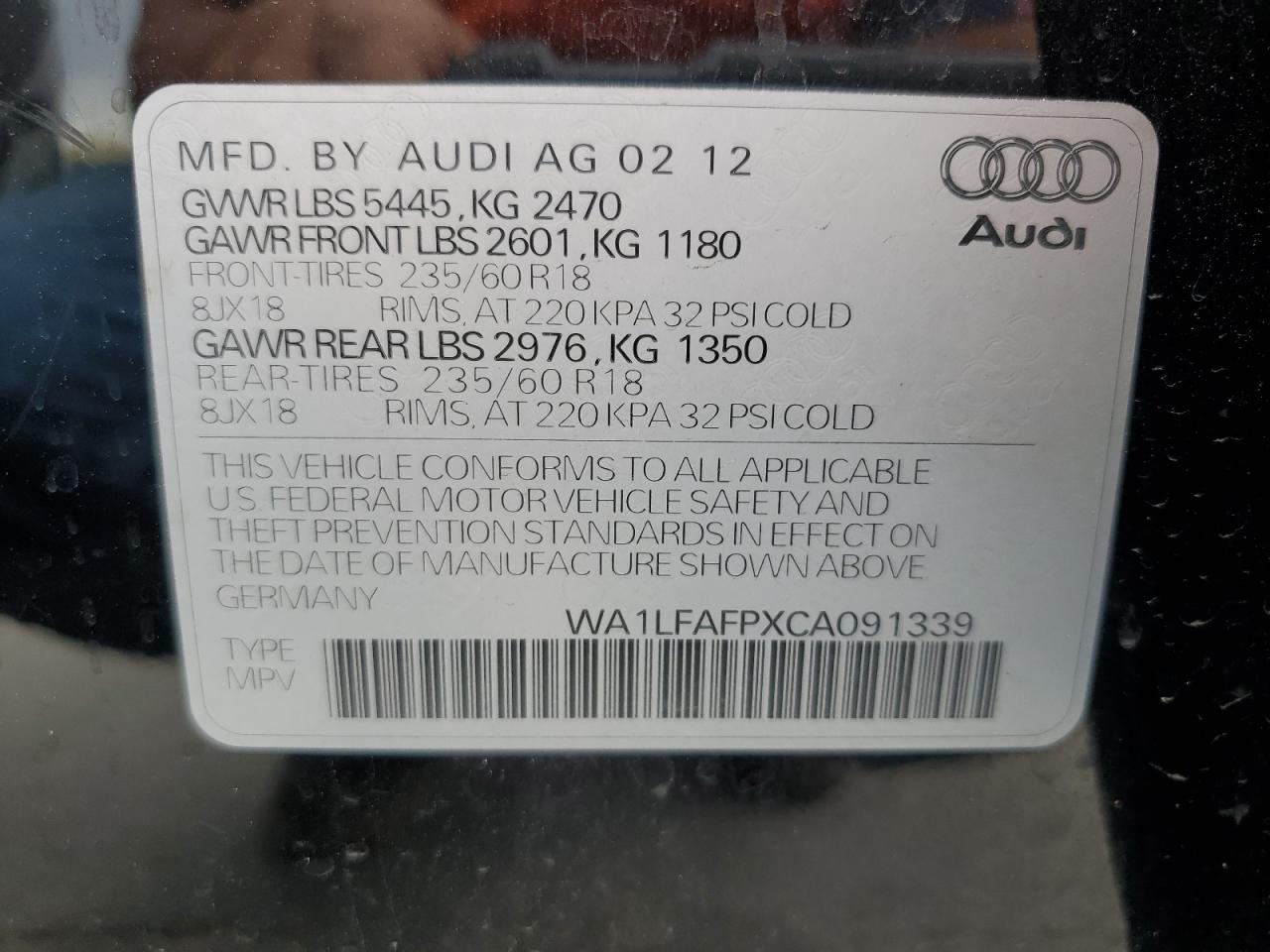 Photo 13 VIN: WA1LFAFPXCA091339 - AUDI Q5 