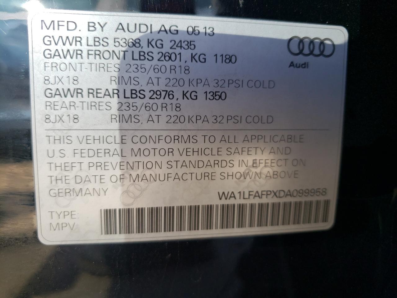 Photo 12 VIN: WA1LFAFPXDA099958 - AUDI Q5 