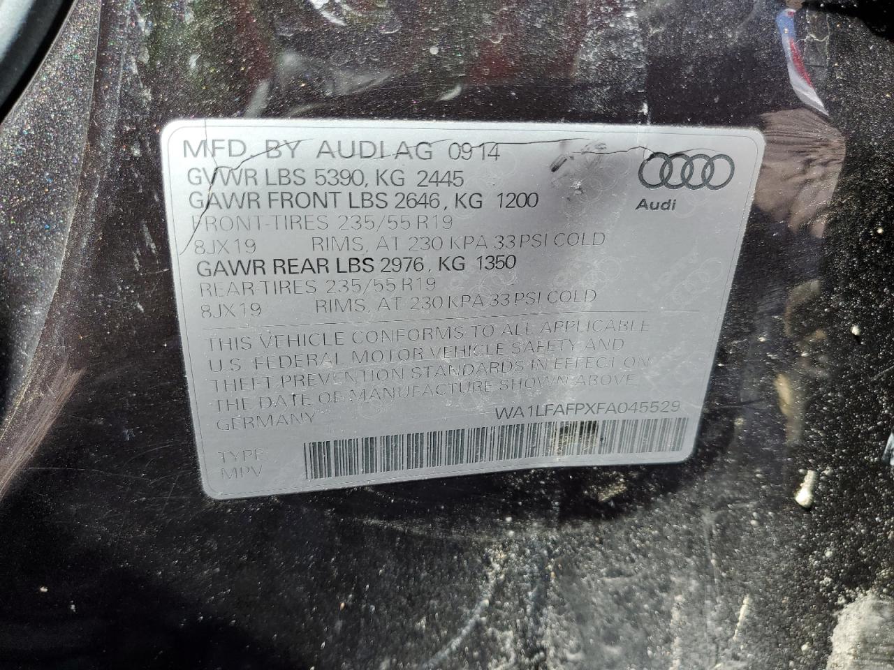 Photo 11 VIN: WA1LFAFPXFA045529 - AUDI Q5 