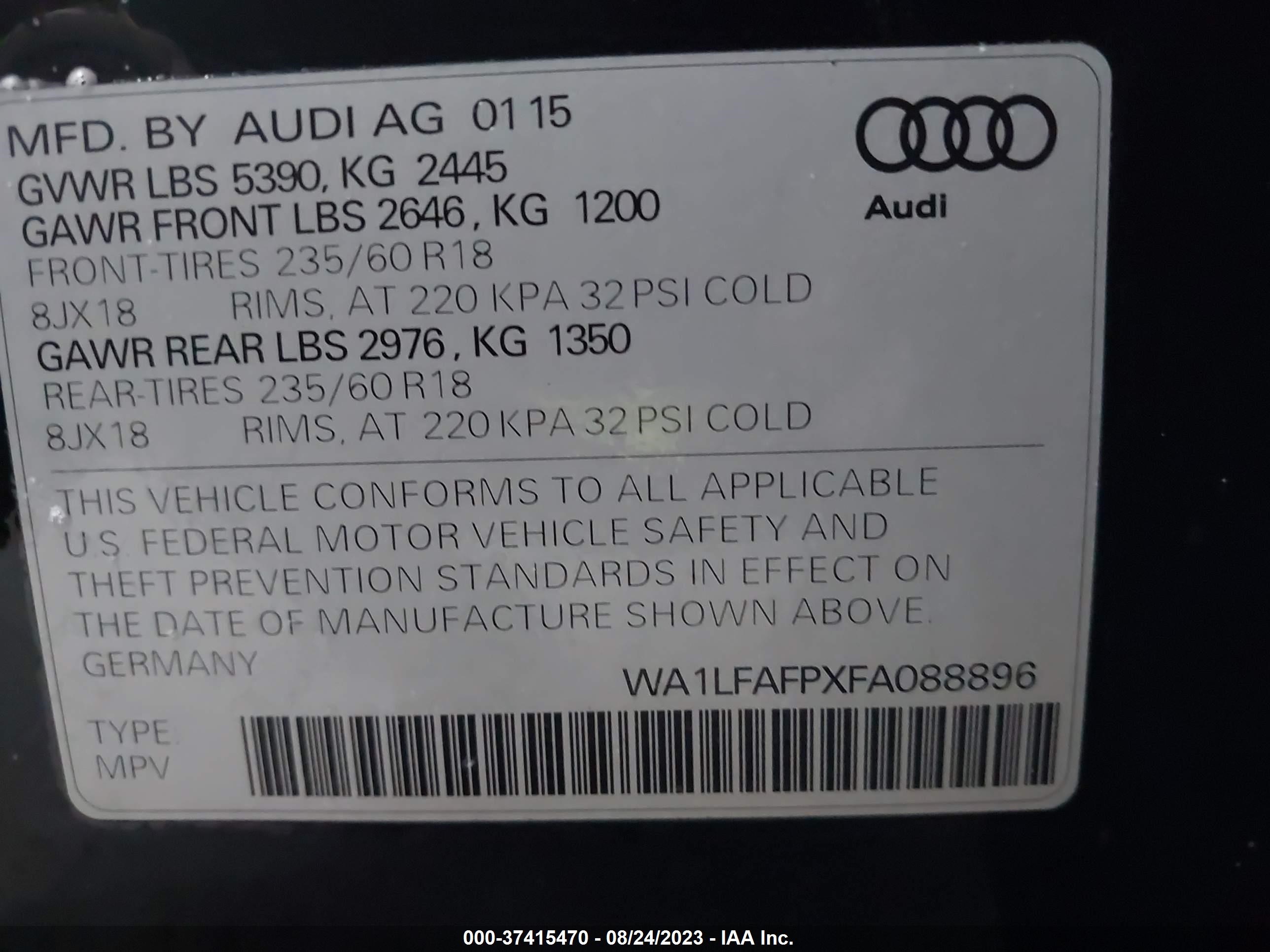 Photo 8 VIN: WA1LFAFPXFA088896 - AUDI Q5 