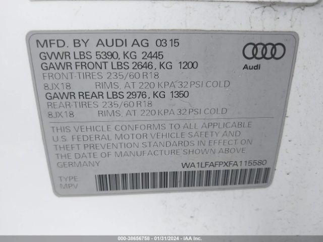 Photo 8 VIN: WA1LFAFPXFA115580 - AUDI Q5 