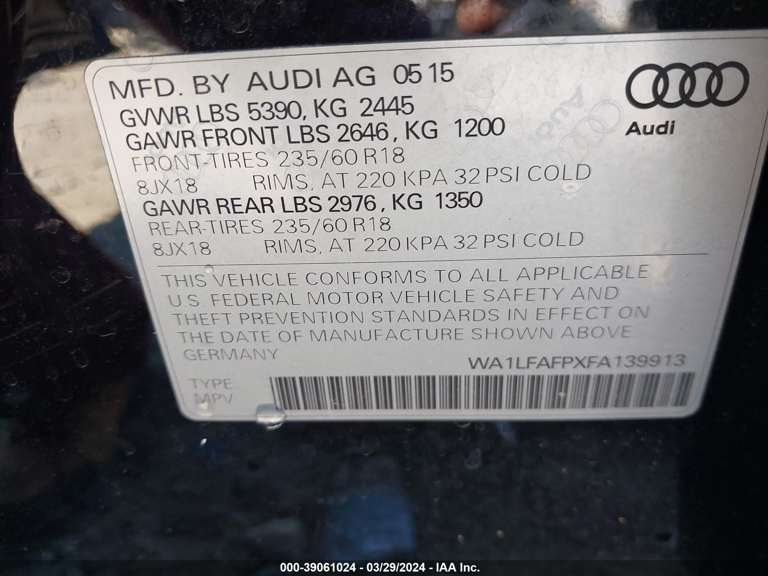 Photo 8 VIN: WA1LFAFPXFA139913 - AUDI Q5 