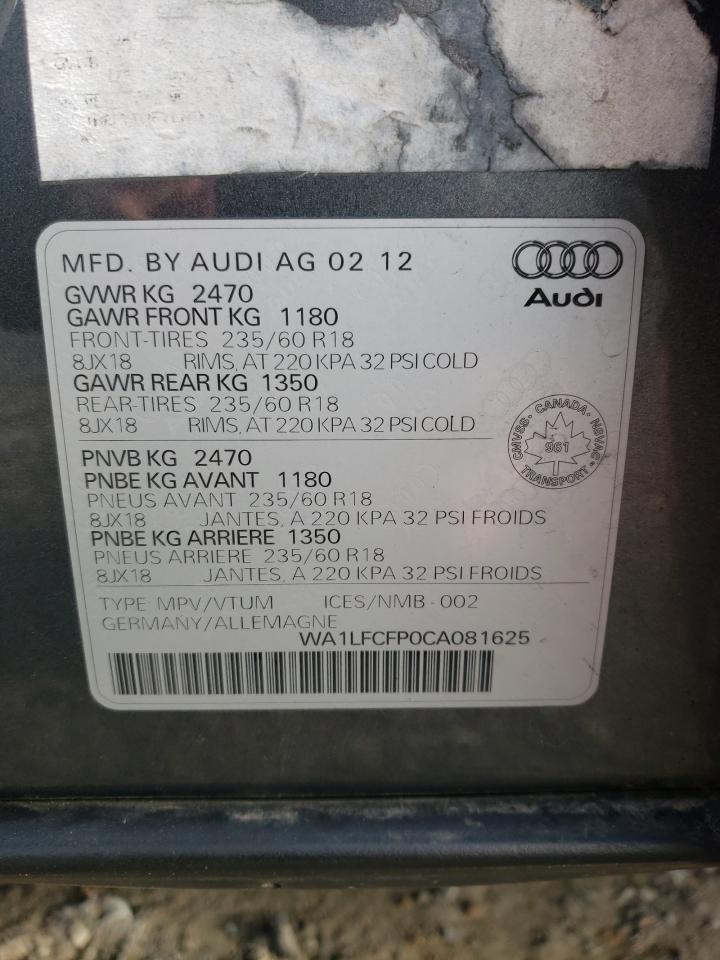 Photo 12 VIN: WA1LFCFP0CA081625 - AUDI Q5 