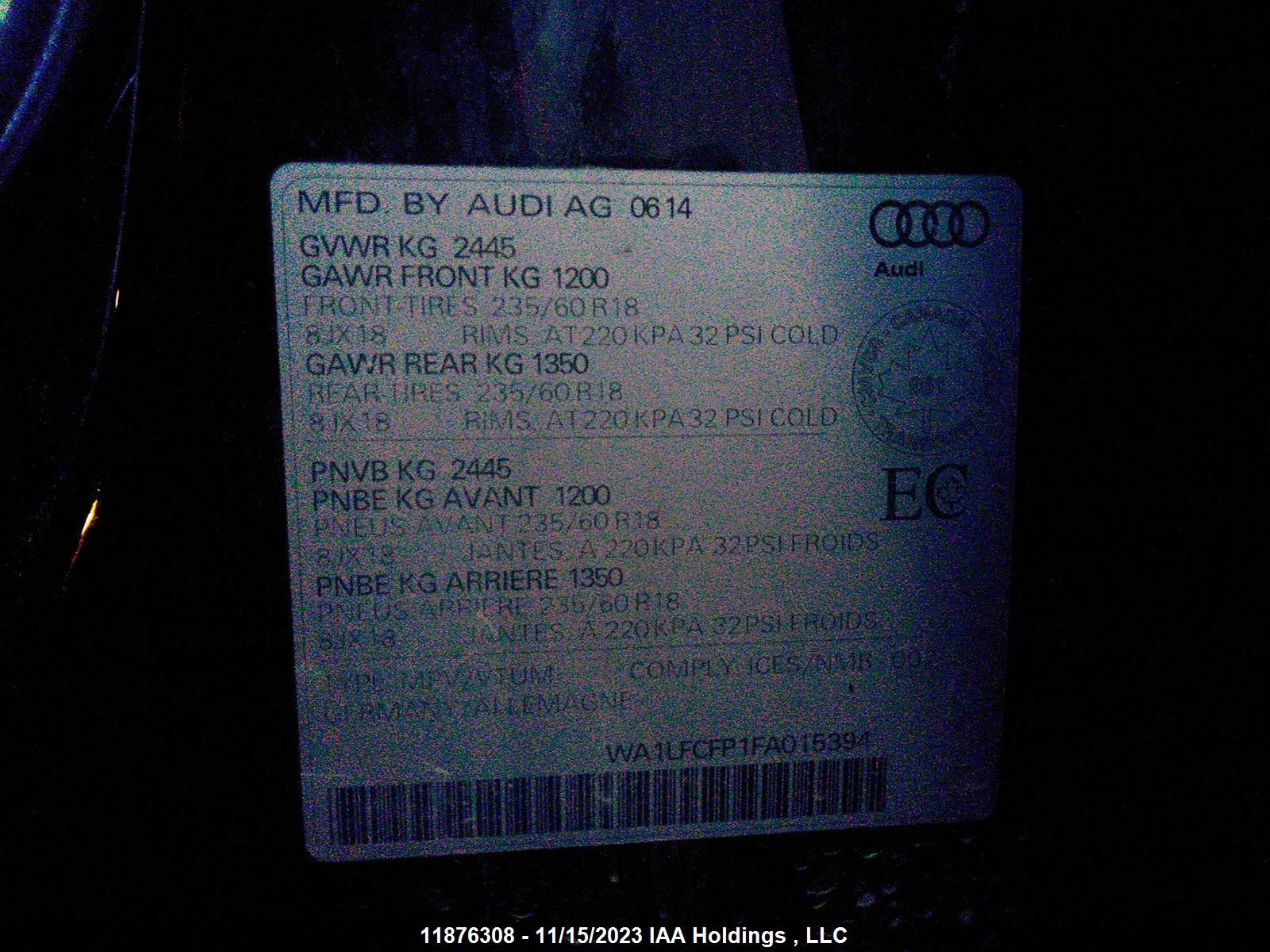 Photo 8 VIN: WA1LFCFP1FA015394 - AUDI Q5 