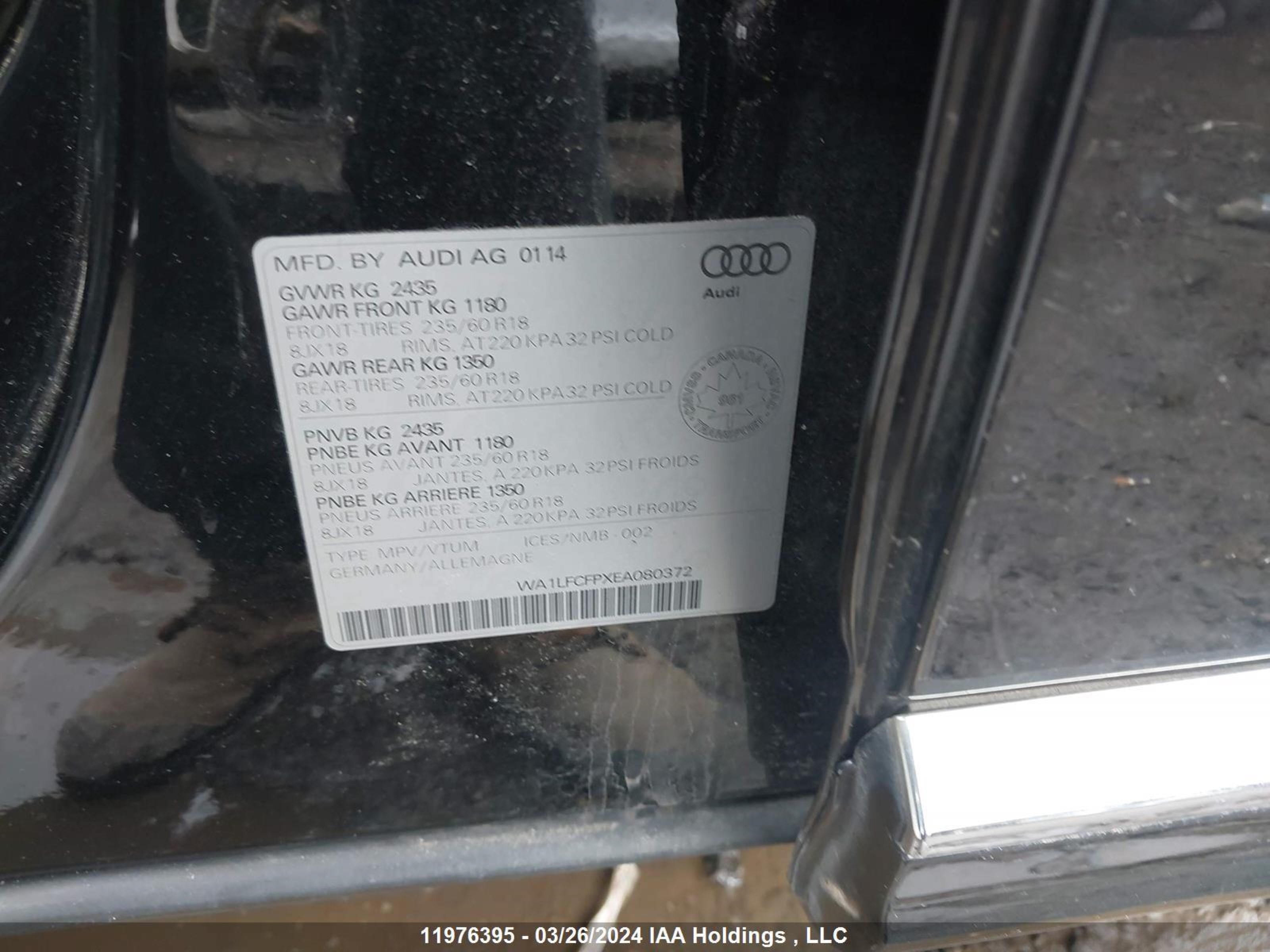 Photo 8 VIN: WA1LFCFPXEA080372 - AUDI Q5 