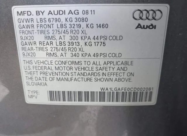 Photo 8 VIN: WA1LGAFE0CD002081 - AUDI Q7 