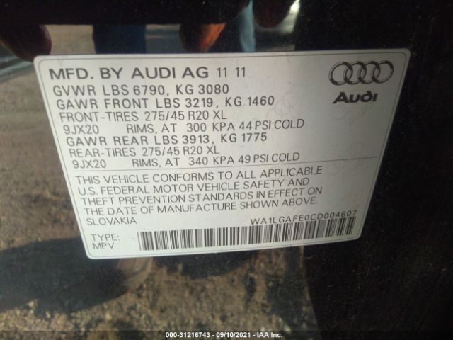 Photo 8 VIN: WA1LGAFE0CD004607 - AUDI Q7 