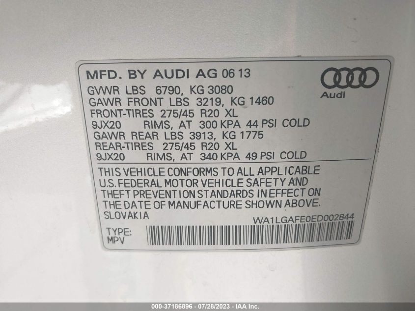 Photo 8 VIN: WA1LGAFE0ED002844 - AUDI Q7 