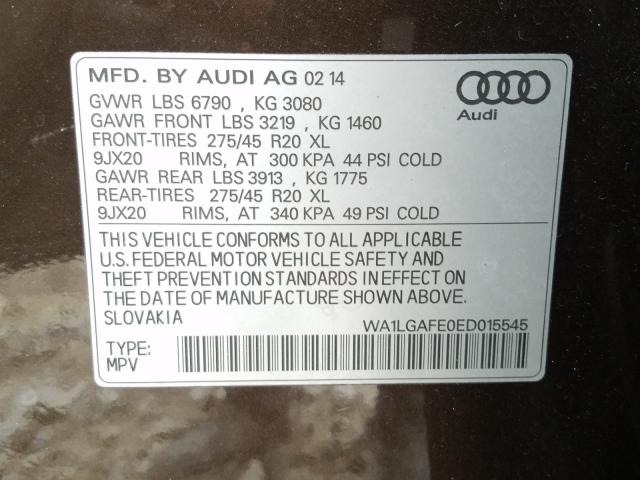 Photo 9 VIN: WA1LGAFE0ED015545 - AUDI Q7 