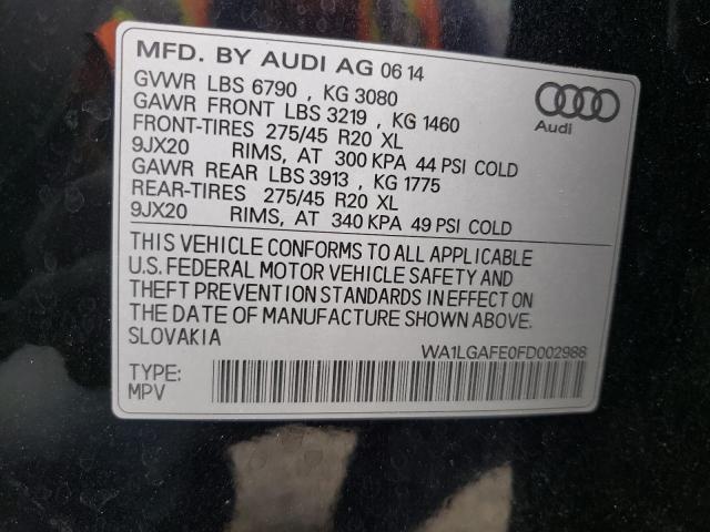 Photo 9 VIN: WA1LGAFE0FD002988 - AUDI Q7 PREMIUM 