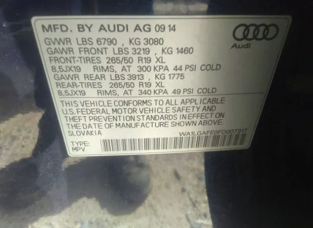 Photo 8 VIN: WA1LGAFE0FD007317 - AUDI Q7 