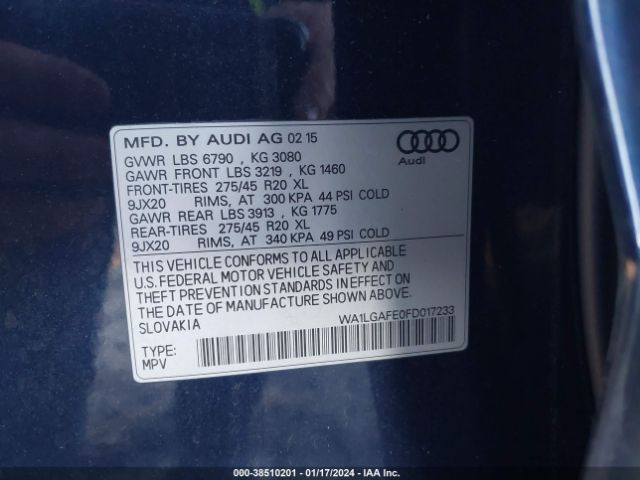 Photo 8 VIN: WA1LGAFE0FD017233 - AUDI Q7 