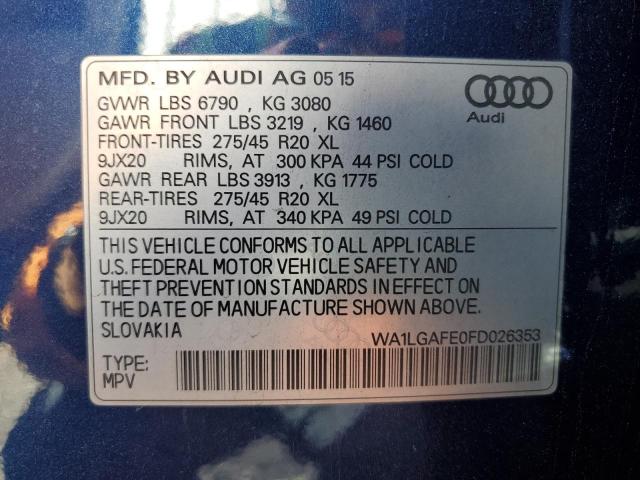 Photo 9 VIN: WA1LGAFE0FD026353 - AUDI Q7 PREMIUM 