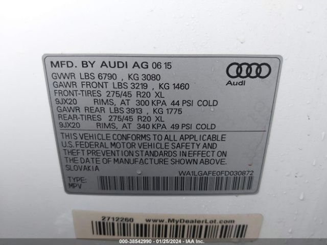 Photo 8 VIN: WA1LGAFE0FD030872 - AUDI Q7 