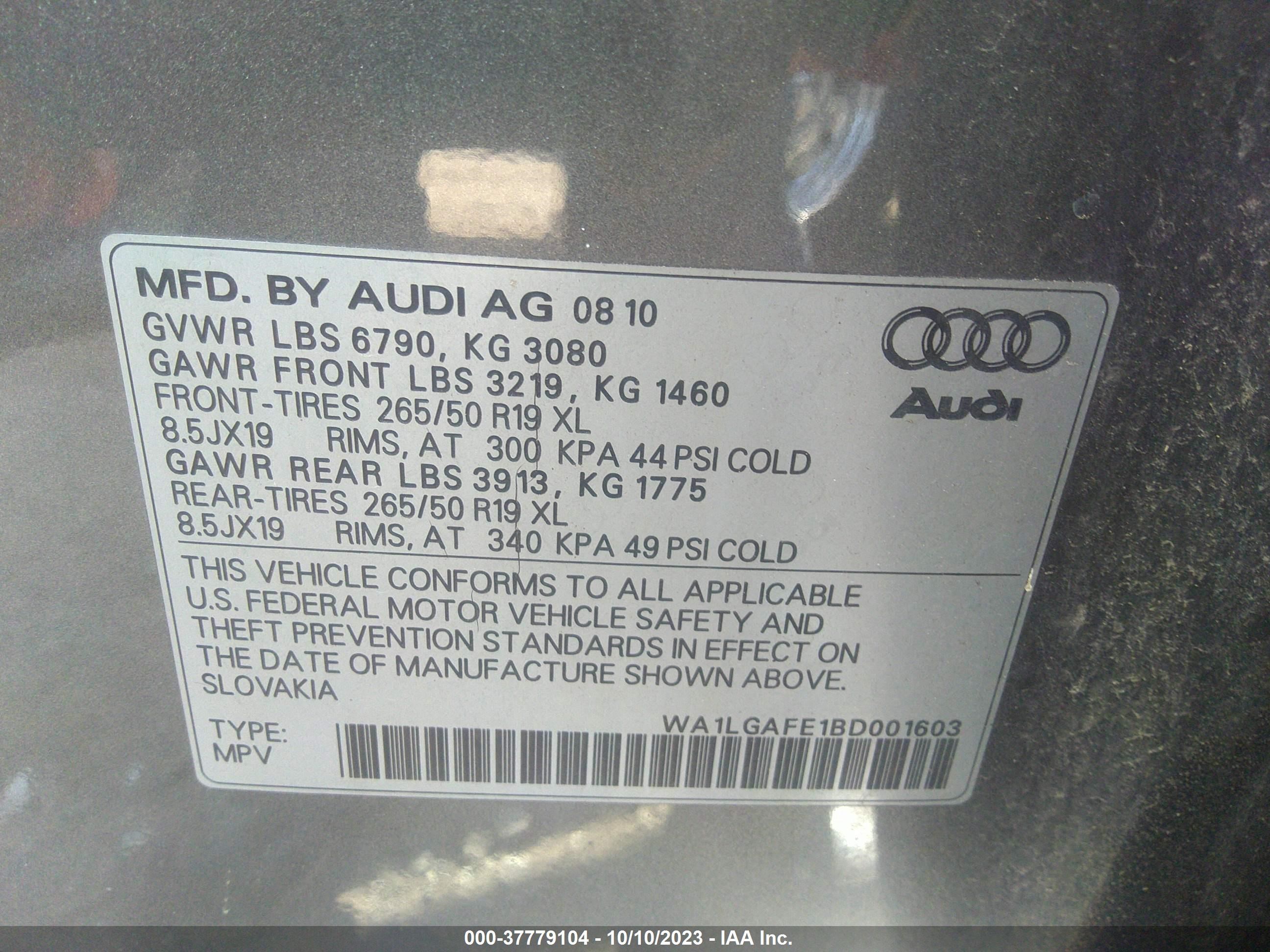 Photo 8 VIN: WA1LGAFE1BD001603 - AUDI Q7 