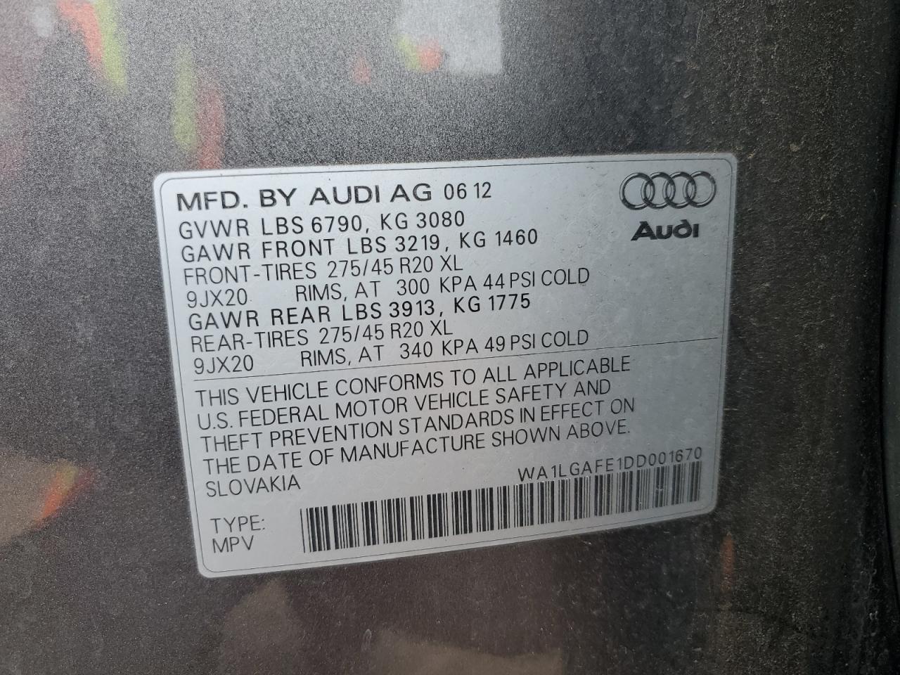 Photo 12 VIN: WA1LGAFE1DD001670 - AUDI Q7 