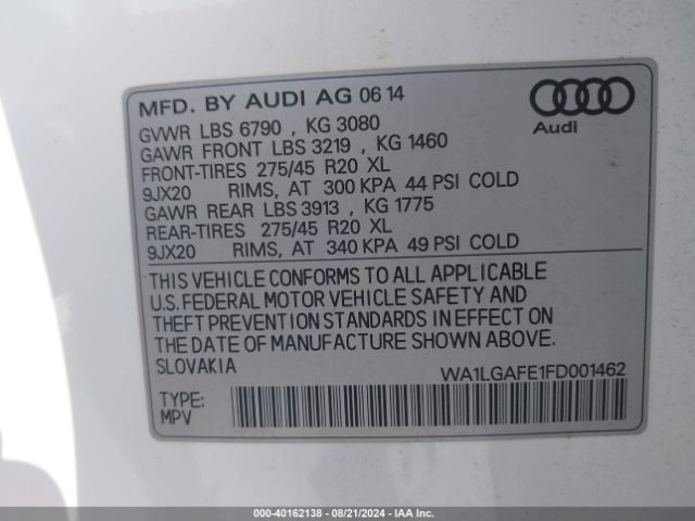 Photo 8 VIN: WA1LGAFE1FD001462 - AUDI Q7 