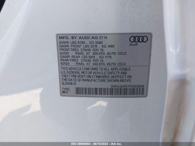 Photo 8 VIN: WA1LGAFE1FD003938 - AUDI Q7 