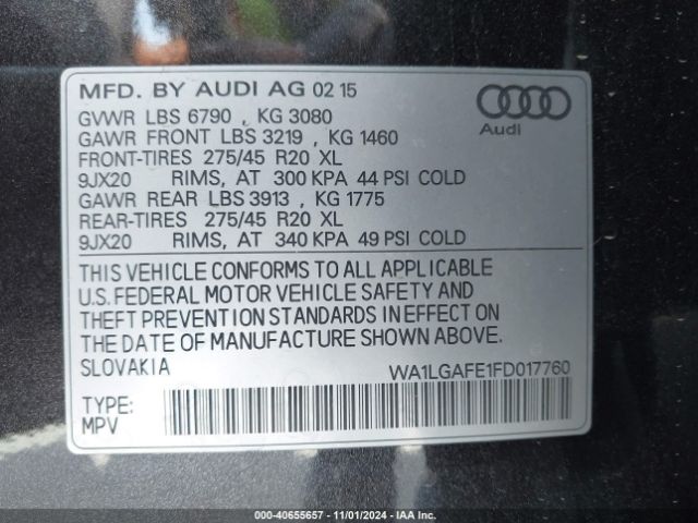 Photo 8 VIN: WA1LGAFE1FD017760 - AUDI Q7 