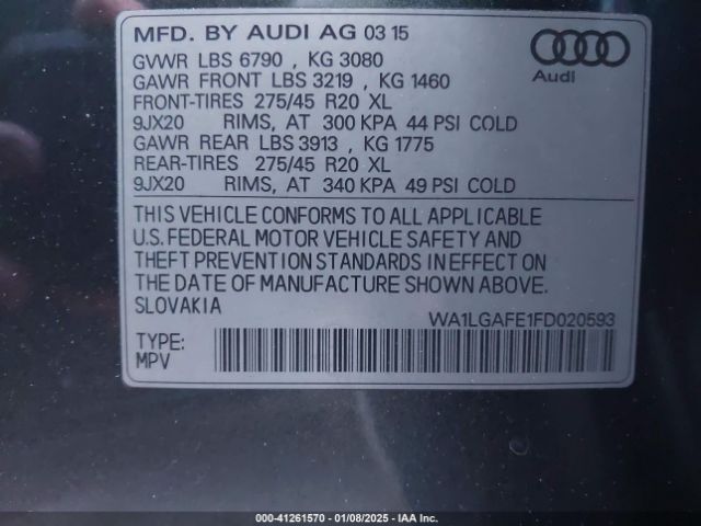 Photo 8 VIN: WA1LGAFE1FD020593 - AUDI Q7 