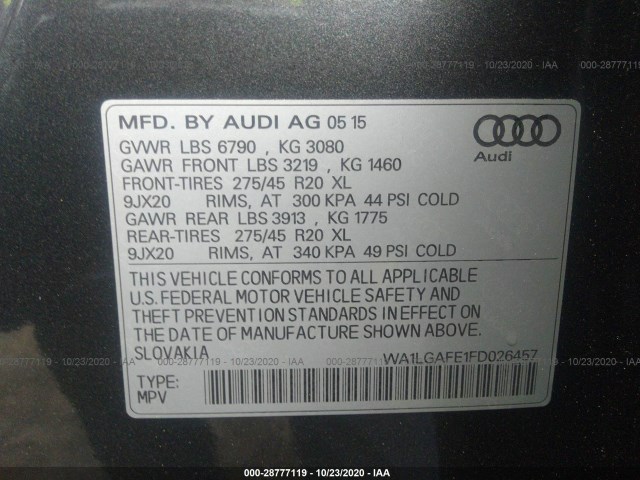 Photo 8 VIN: WA1LGAFE1FD026457 - AUDI Q7 