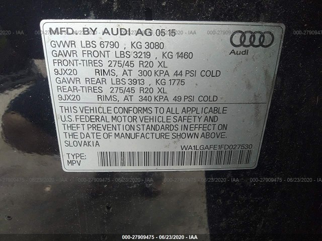 Photo 8 VIN: WA1LGAFE1FD027530 - AUDI Q7 