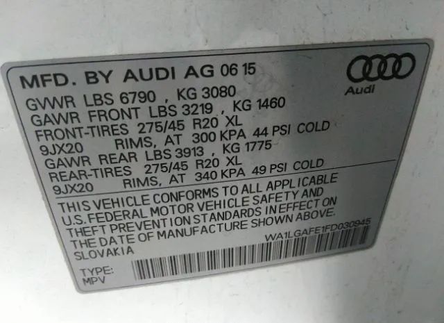 Photo 8 VIN: WA1LGAFE1FD030945 - AUDI Q7 