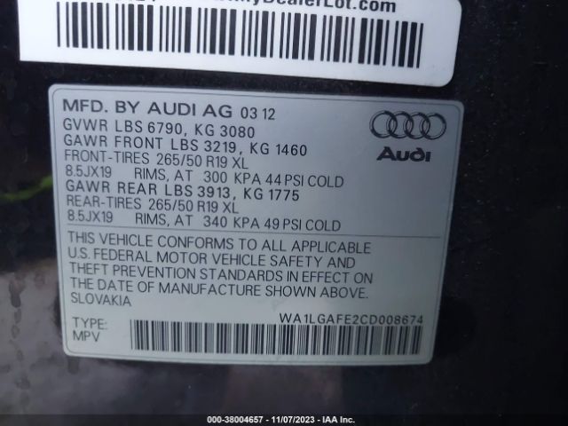 Photo 8 VIN: WA1LGAFE2CD008674 - AUDI Q7 