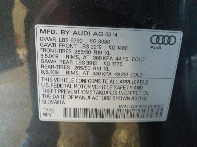 Photo 9 VIN: WA1LGAFE2ED018107 - AUDI Q7 PREMIUM 